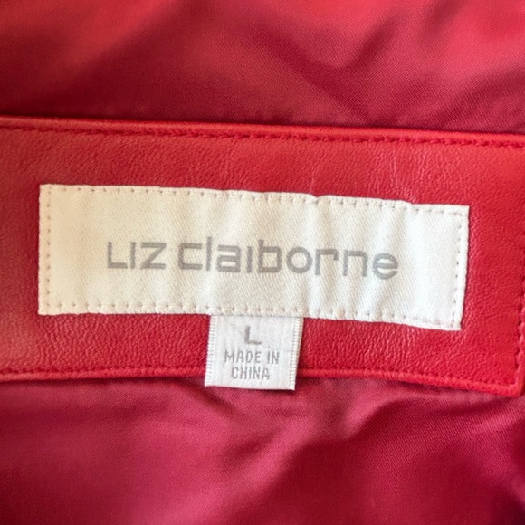 🔥Red genuine leather jacket Red color size Large Liz Claiborne - Picture 6 of 7